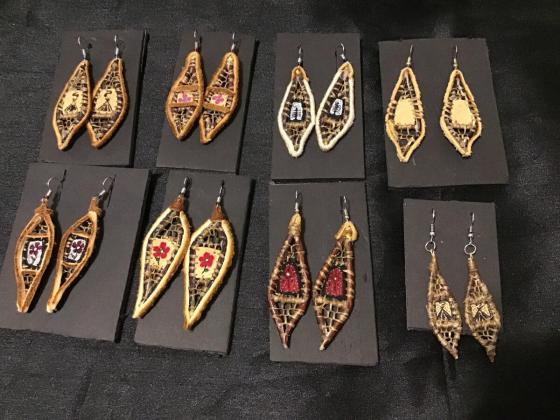 Willow earrings hand made with painted an pen art 