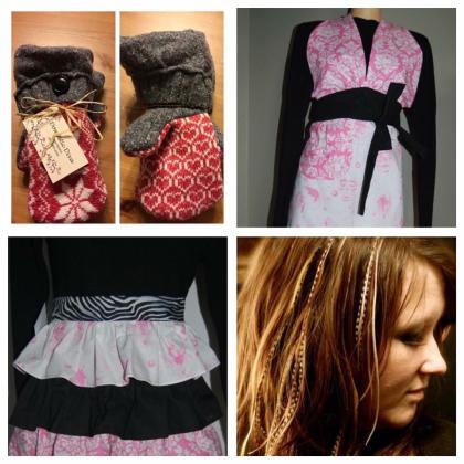 Aprons, mitts and real feather hair extensions