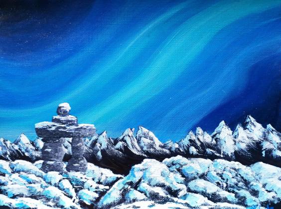 Inukshuk and Northern Lights