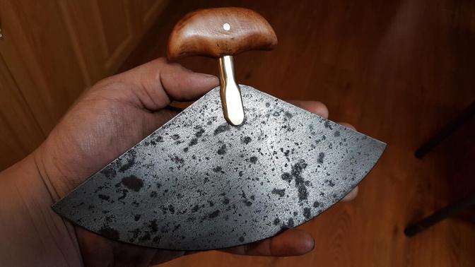 oak handle, vintage steel