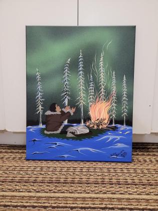Man feeding the fire 20'x16' $300