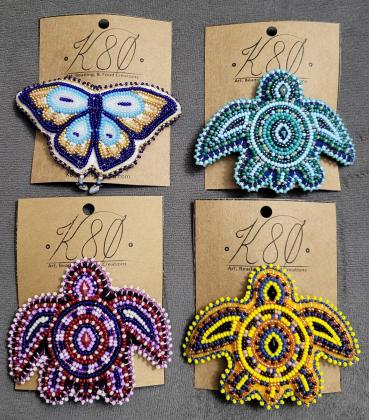 Beaded turtles and butterfly hair barettes