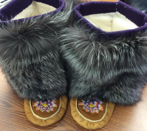Embroidered Moosehide/Fox Muklucks