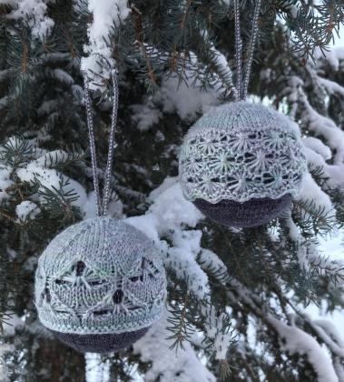 40 Below Ornaments - Original design for handknit hanging ornaments inspired by ice crystals and hoarfrost.