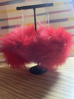 Fluffy Red Rabbi.t earrings