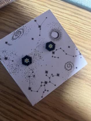 Floral Hexagon studs