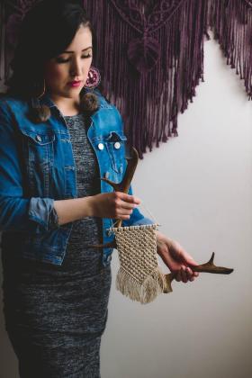 Macrame earring display