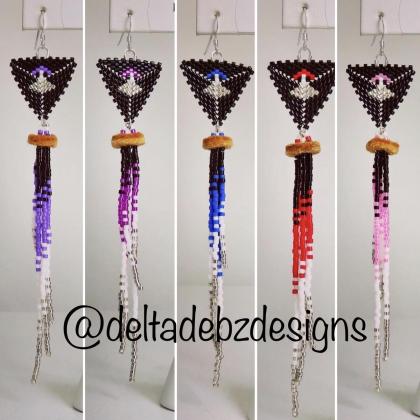 Ulu triangle with moose hide fringe earrings