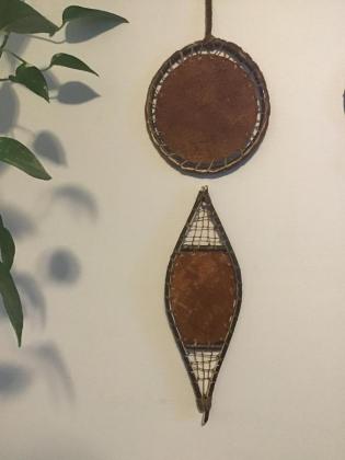 Snowshoe an beaver pelt art hand made with willows