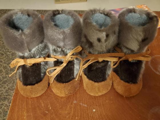 Children's sealskin mukluks with commercially tanned moose hide
