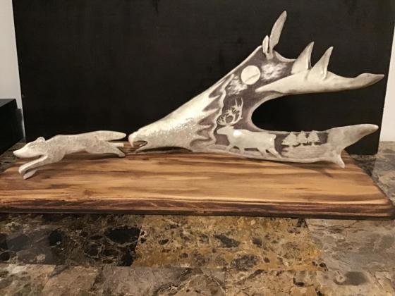 Caribou horn carving