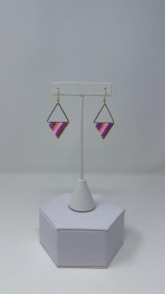 Pink/purple/gold/white triangle earrings