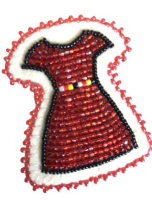 Beaded red dress pin