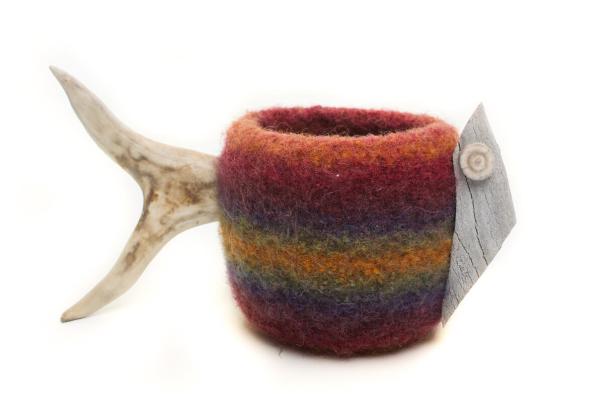 Caribou antler accents turn this felted vessel into a fish