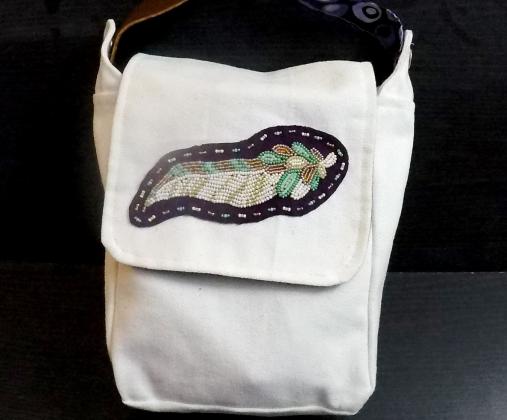 Aged Copper Feather Messenger Bag