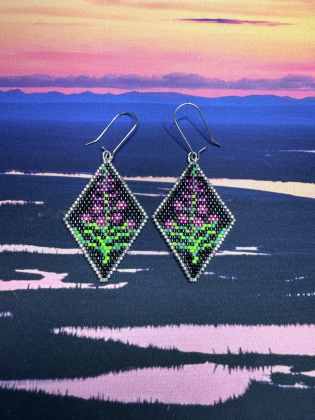 Beaded fireweed earrings