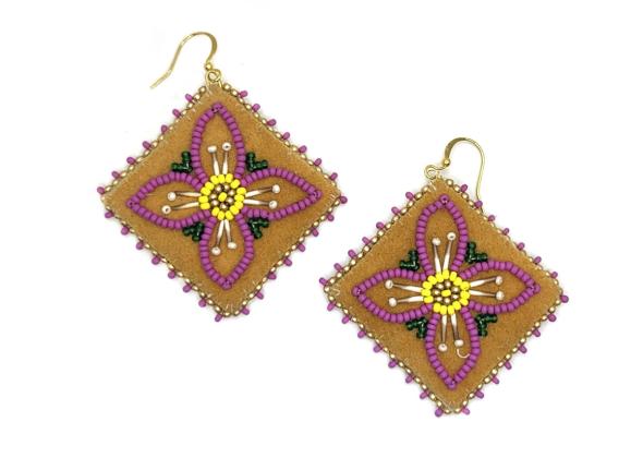 Beaded earrings on moosehide
