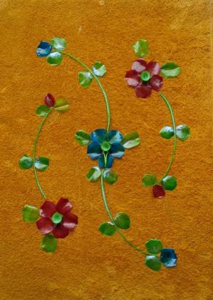 Whitefish flowers on hide background