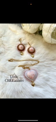 Earrings and necklace.