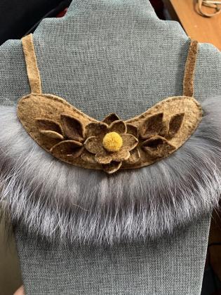 Fur and hide necklace