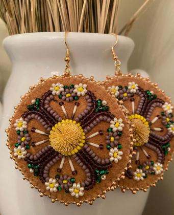 Beaded tufted moosehide earrings