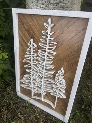 Hand cut line art trees