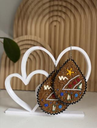 Moosehide Beaded Bear Rock Earrings