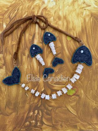 Fish vertebrae necklace and earrings
