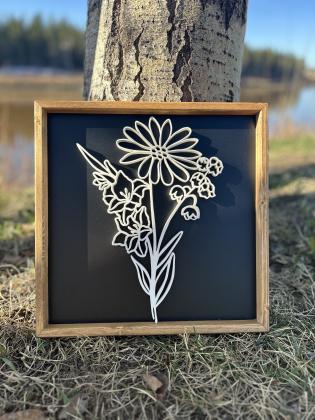 Hand cut birth flower outline