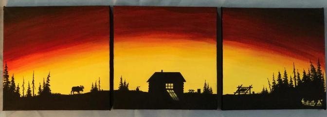 "The Northern Dream" -  5” x 15” Acrylic painting on canvas (3 piece set)