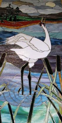 Stained glass Crane