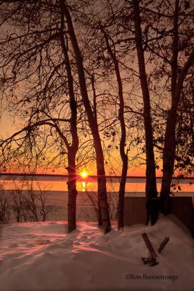 Mackenzie River Winter Setting Sun
