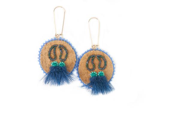 Beaded earrings on moosehide