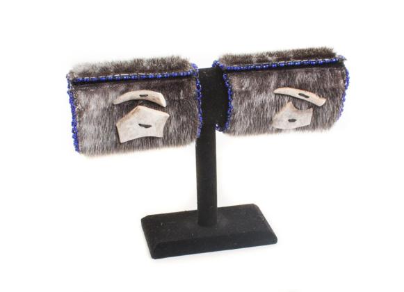 Large Seal Skin Cuffs with Caribou and Moose Antler Buttons