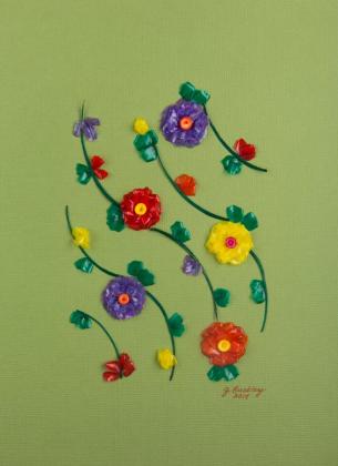 Multi colored fish scale flowers - sidewave