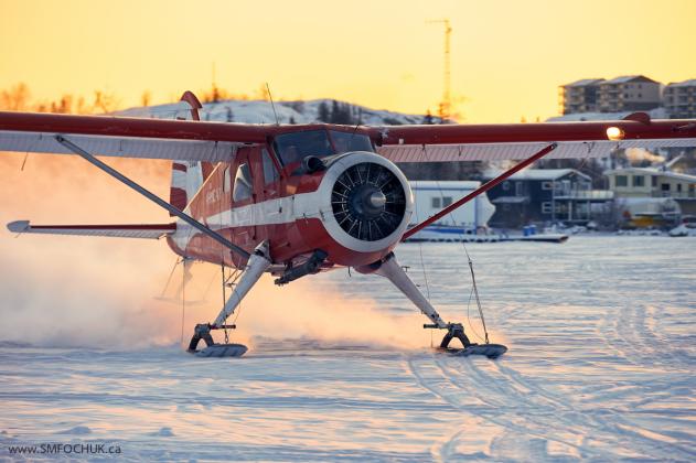 AHMIC Air blasting off of Back Bay, Yellowknife one very cold winters day.