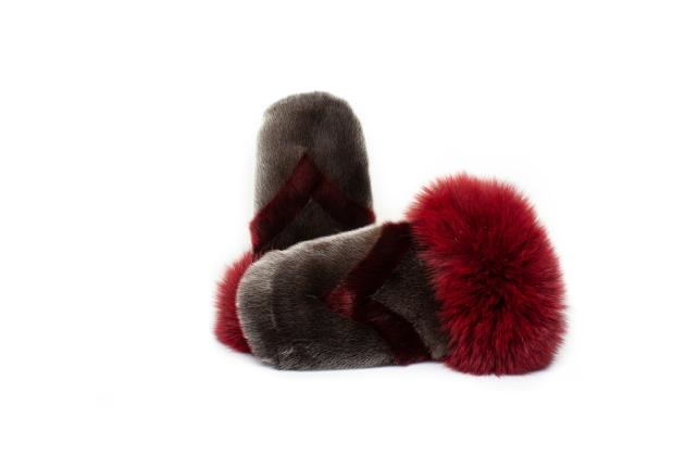 Red sealskin mitts
