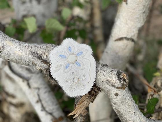 White beaded barrette