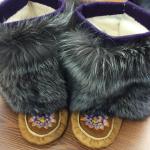 Embroidered Moosehide/Fox Muklucks