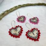 Heart Earrings made with porcupine quills