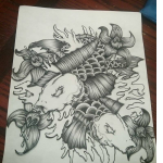Koi Fish Black and Grey