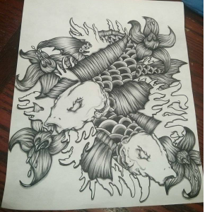 Koi Fish Black and Grey