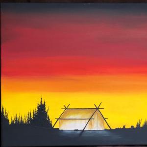 "The Last Camp"  -  16"x 20" Acrylic painting on canvas 